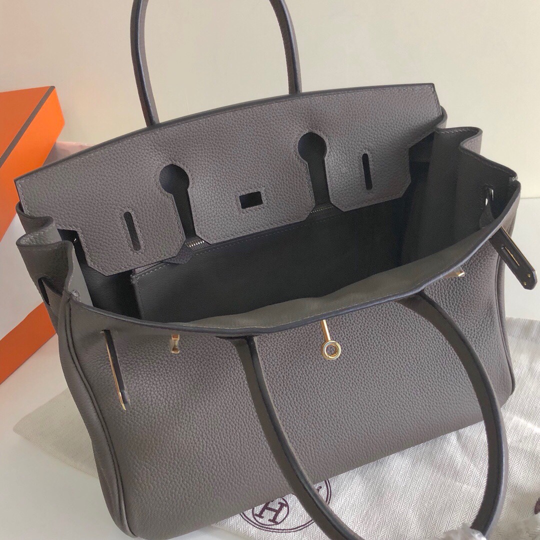 Hermes Birkin 35CM Togo Leather Handbag Dark Grey